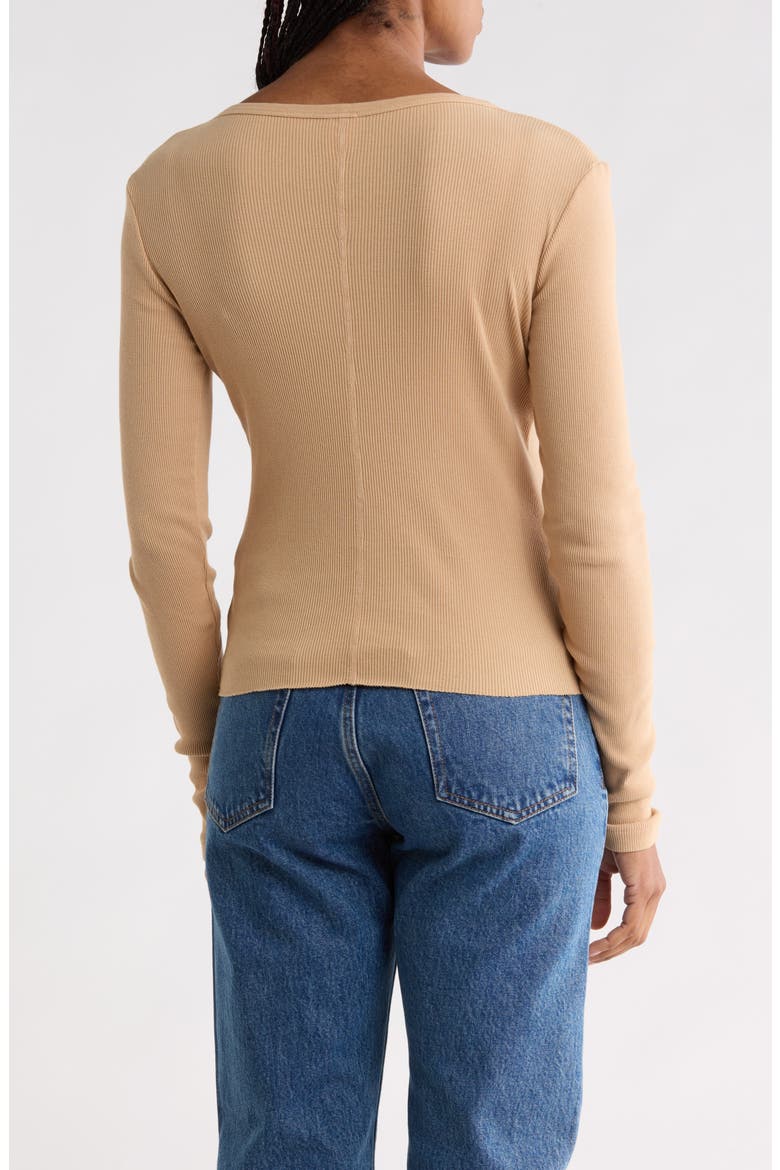 V-Notch Baby Long Sleeve Tee, Alternate, color, KHAKI
