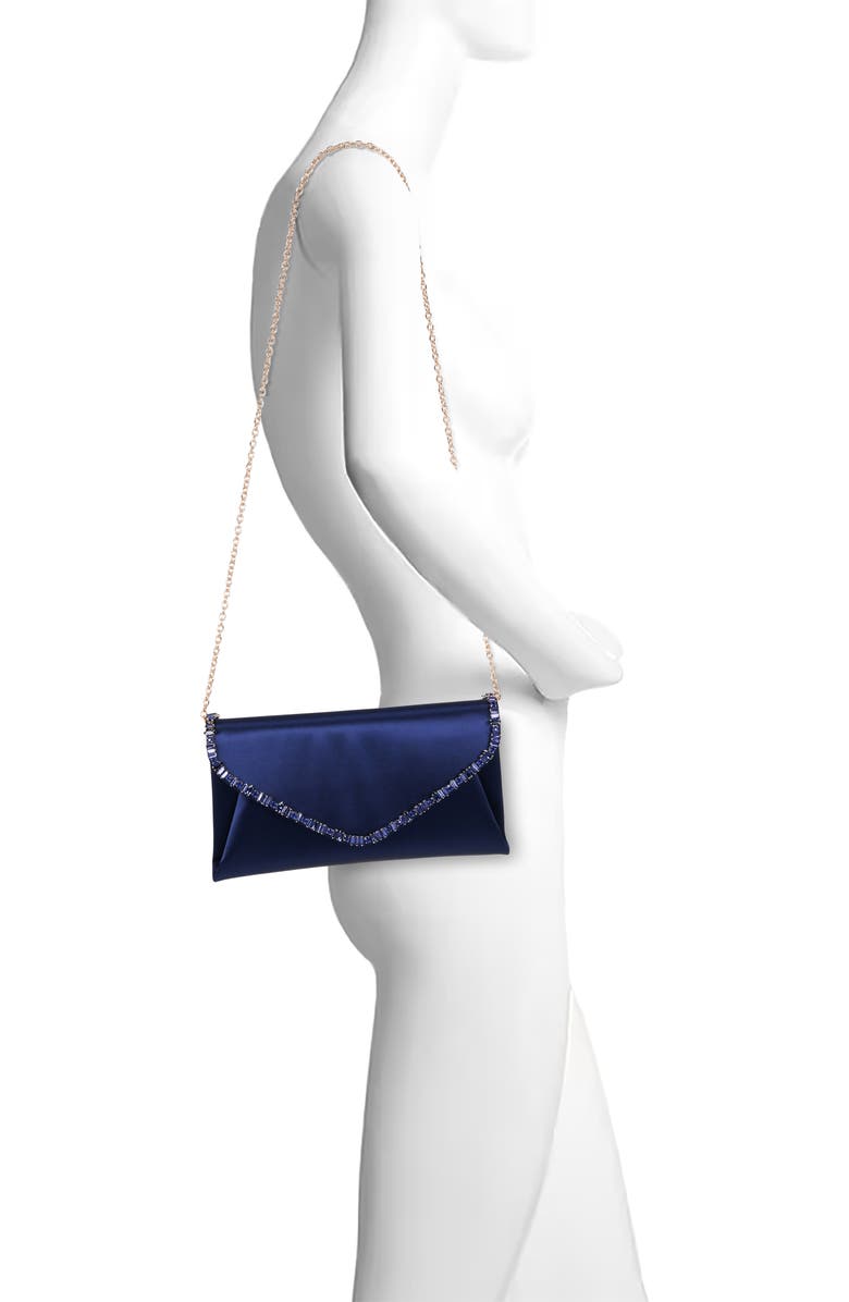 Jewel Badgley Mischka Mika Mix Crystal Neckline Envelope, Alternate, color, Navy