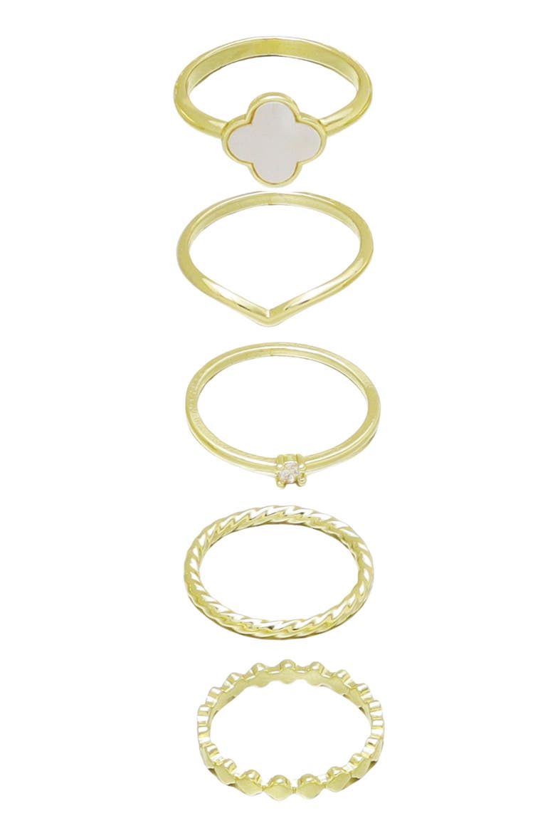 5-Pack Rings, Alternate, color, GOLD/ WHITE