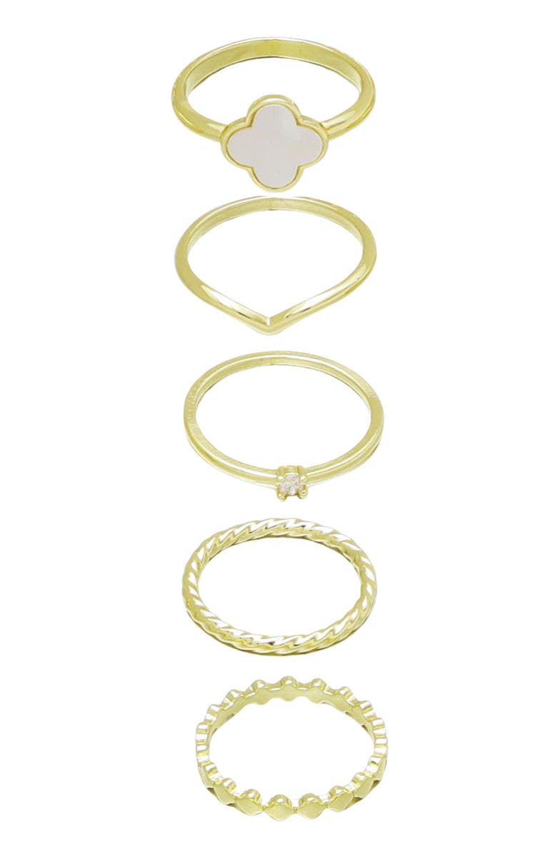 Adornia 5-Pack Rings, Alternate, color, Gold/ White