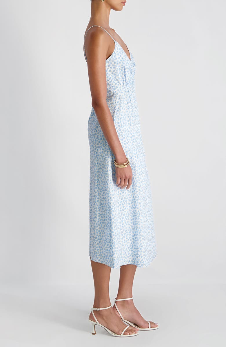 French Connection Rhodes Poplin Floral Print Midi Dress, Alternate, color, White-Poolside Blue