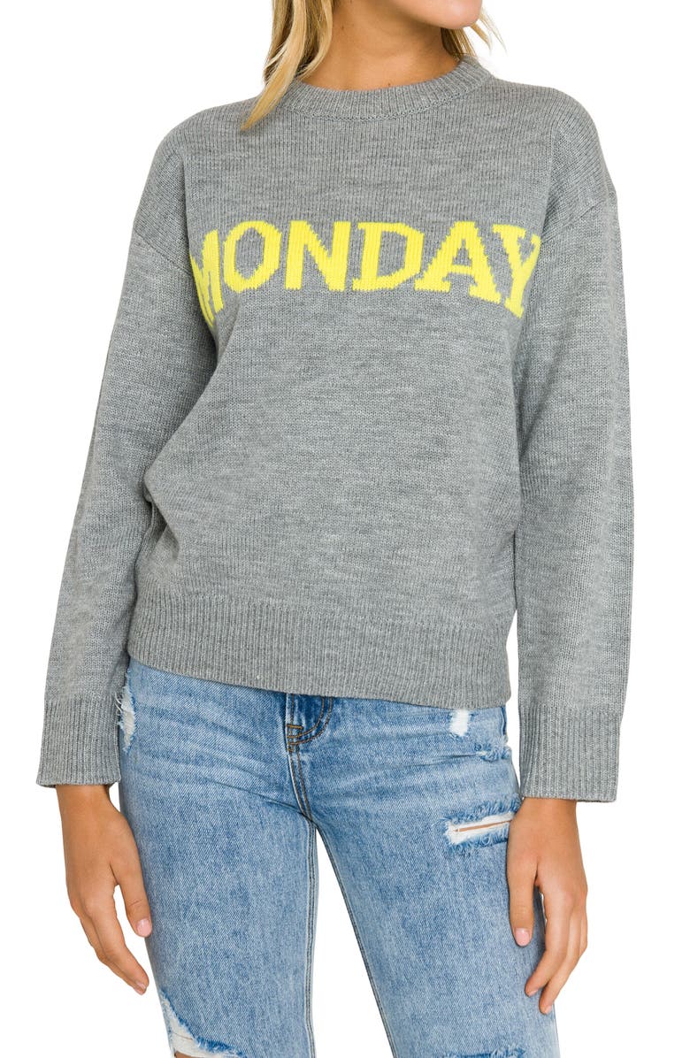 English Factory Weekday Motif Sweater, Alternate, color, Grey
