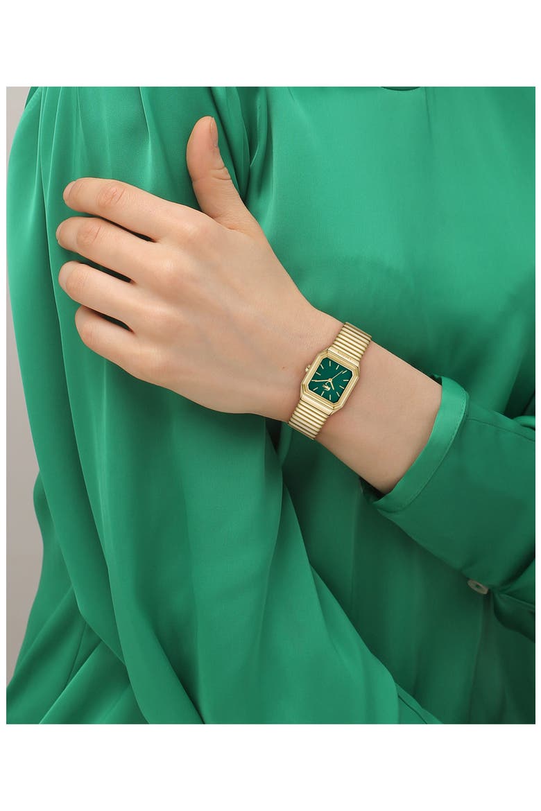 Rene Bracelet Watch, 23mm x 30.8mm, Alternate, color, GOLD/GREEN