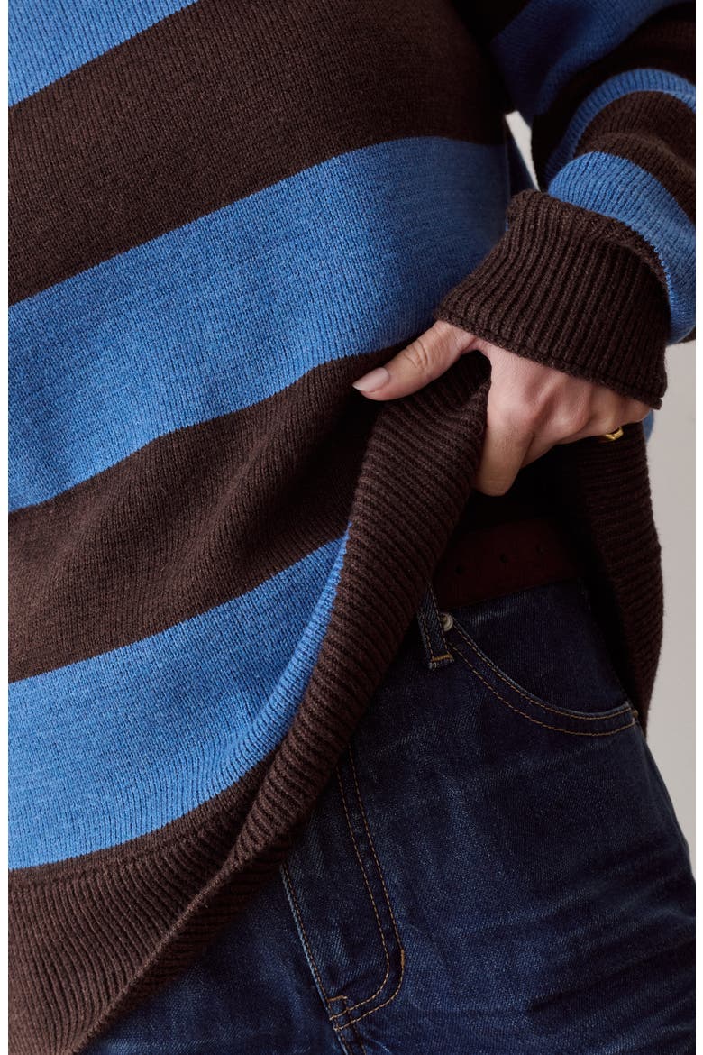 Maggie Rollneck Stripe Sweater, Alternate, color, CHOCOLATE AND CORONET
