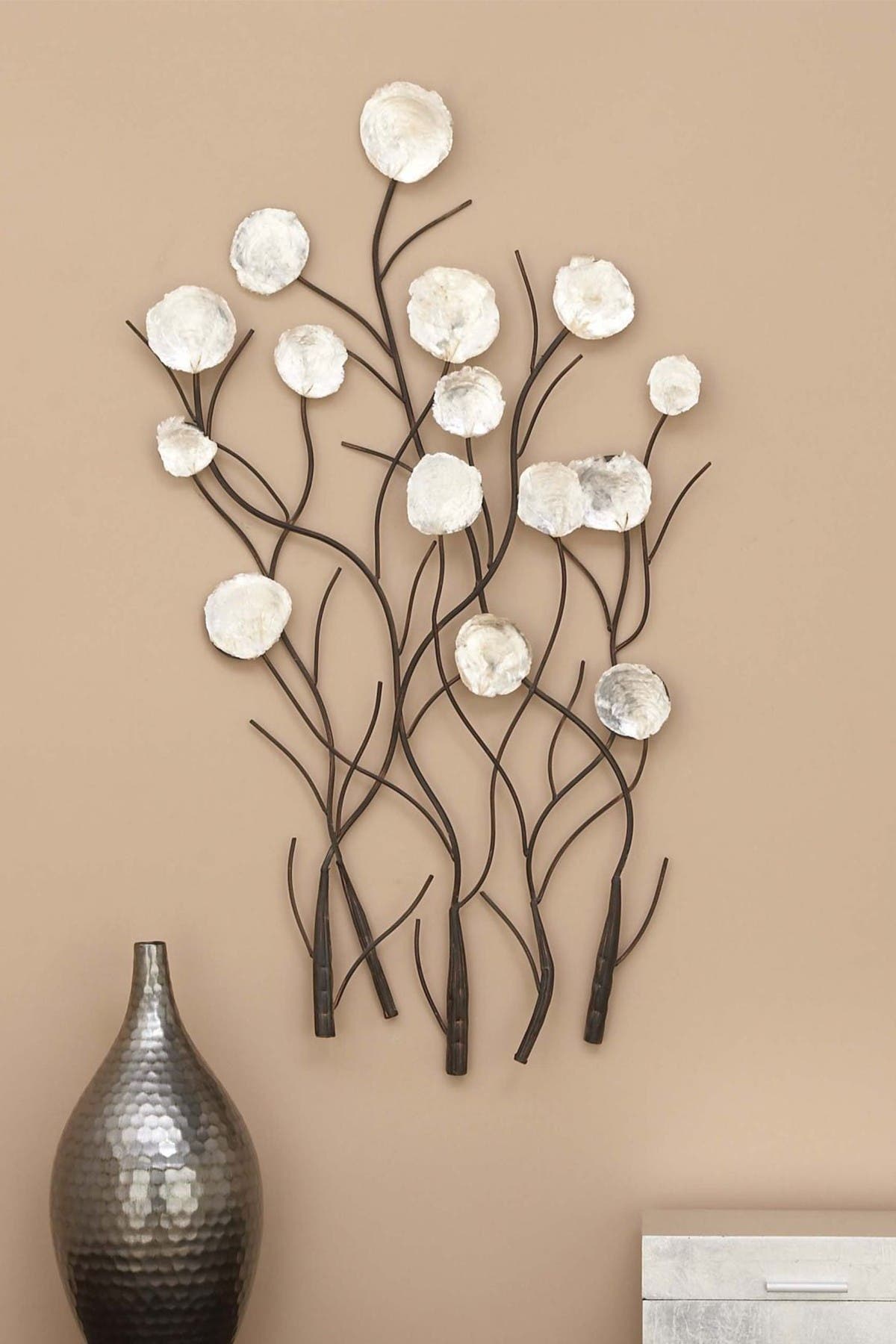 WILLOW ROW Metal Capiz Wall Decor