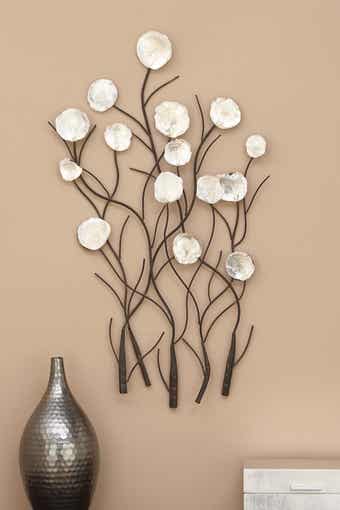 WILLOW ROW Metal Capiz Wall Decor
