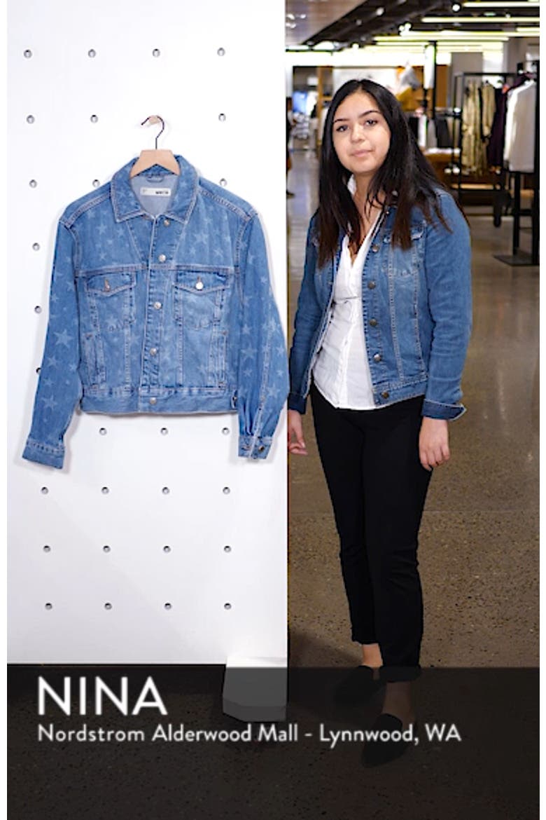 MOTO Laser Star Print Boxy Denim Jacket video
