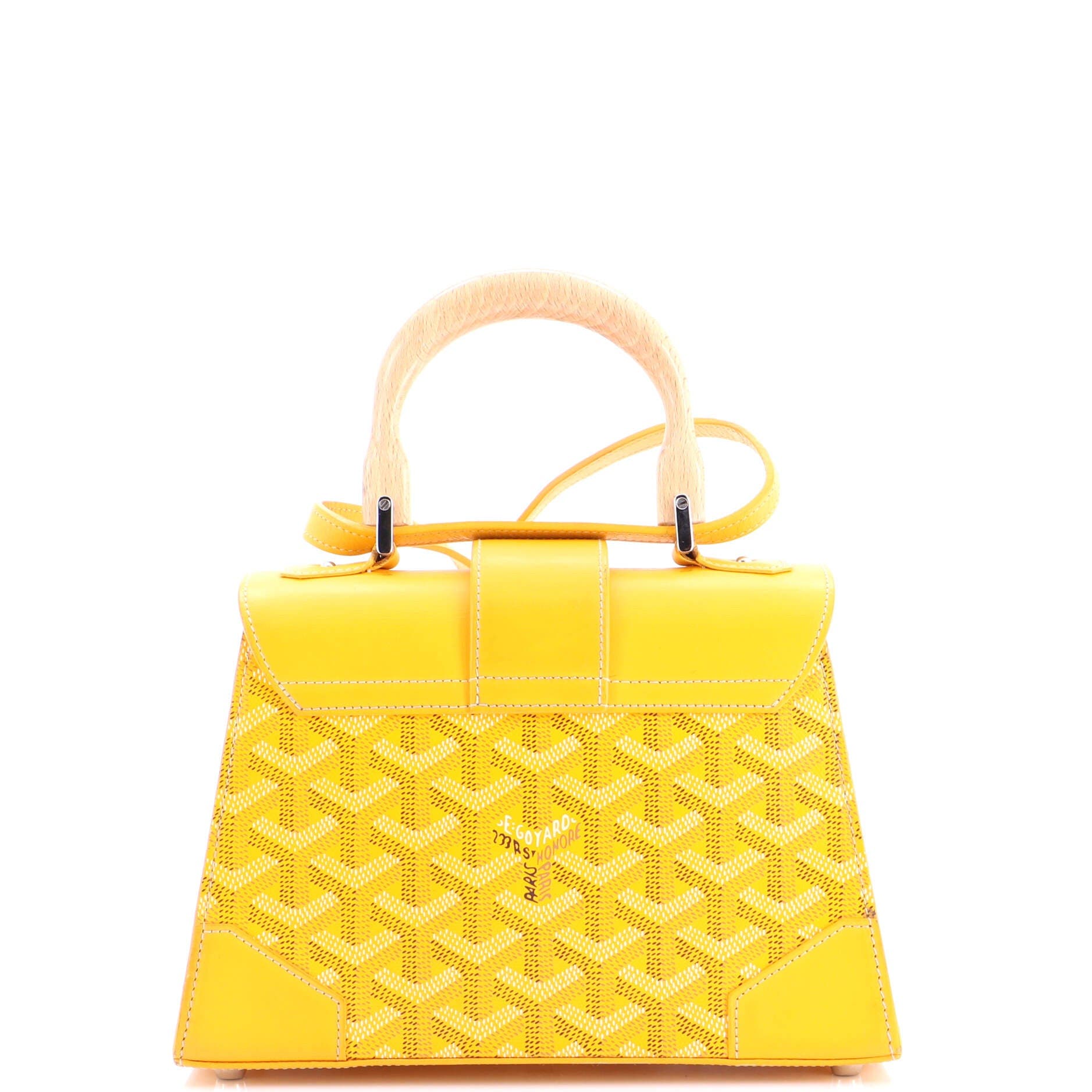 Pre-Owned Goyard Structured Saigon Top Handle Bag Coated Canvas with Leather Mini, Alternate, color, Yellow