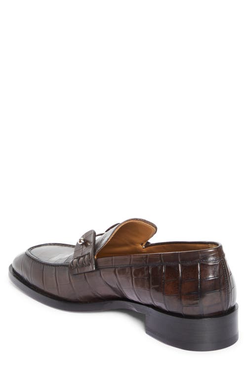 Christian Louboutin Chambelimoc Croc Embossed Loafer In Brown