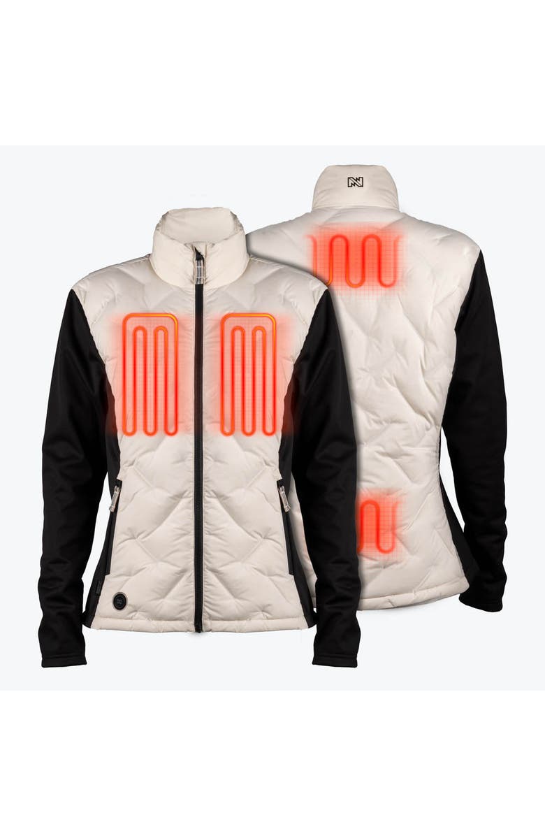 Mobile Warming Aria Natural Down Hybrid Heated Jacket, Alternate, color, Black/Cream