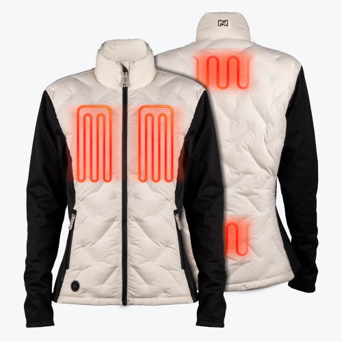 Mobile Warming Aria Natural Down Hybrid Heated Jacket In Multi