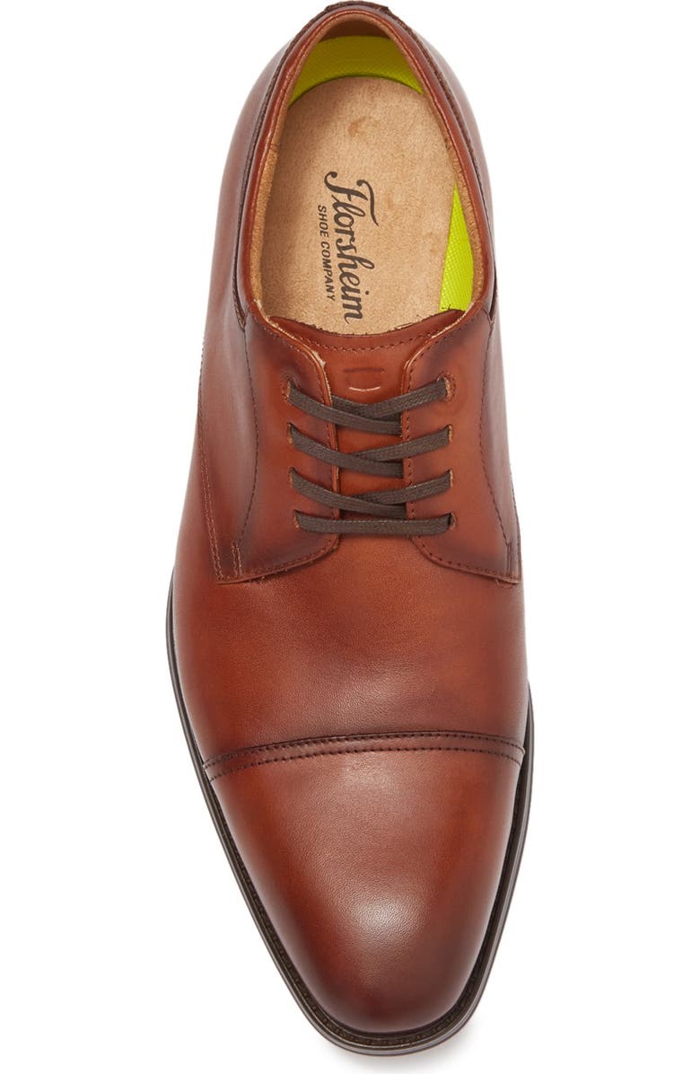 Florsheim Alanzo Leather Cap Toe Derby, Alternate, color, Cognac