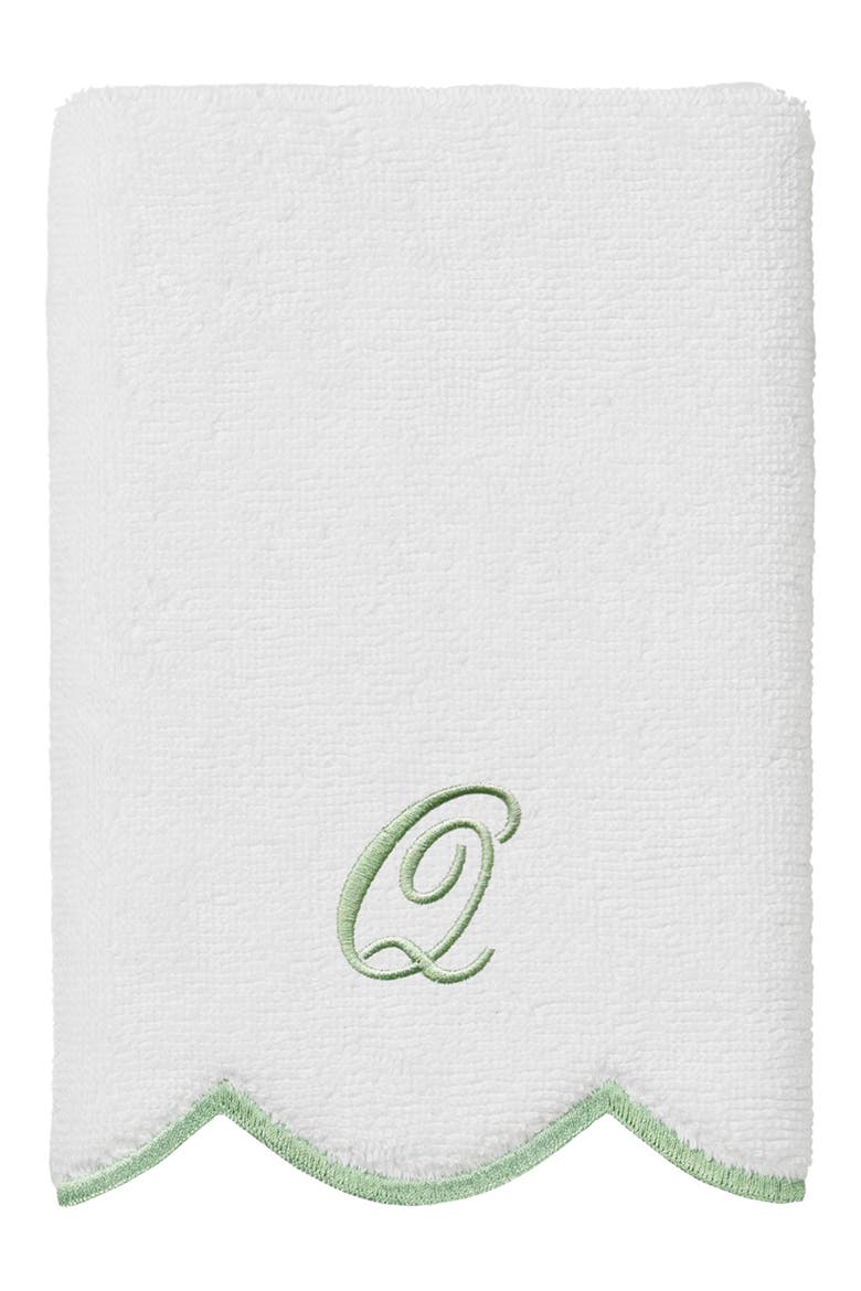 Adornia Scallop Initial 3-Piece Towel Set, Alternate, color, WHITE/ GREEN Q