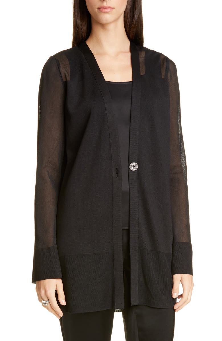 St. John Evening Knit Organza Stitch Cardigan, Main, color, 