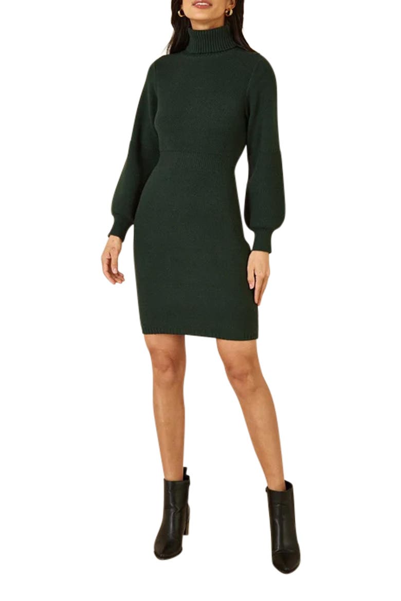 Roll Neck Knitted Dress, Alternate, color, Green