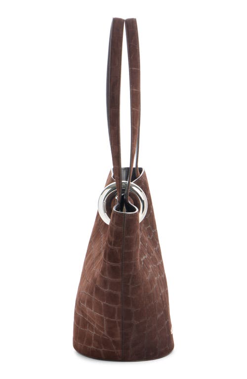 Jacquemus Le Bambola Moyen Croc Embossed Suede Bucket Bag