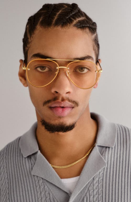 Aire Mirzam 60mm Aviator Sunglasses In Bright Gold/hazel Tint