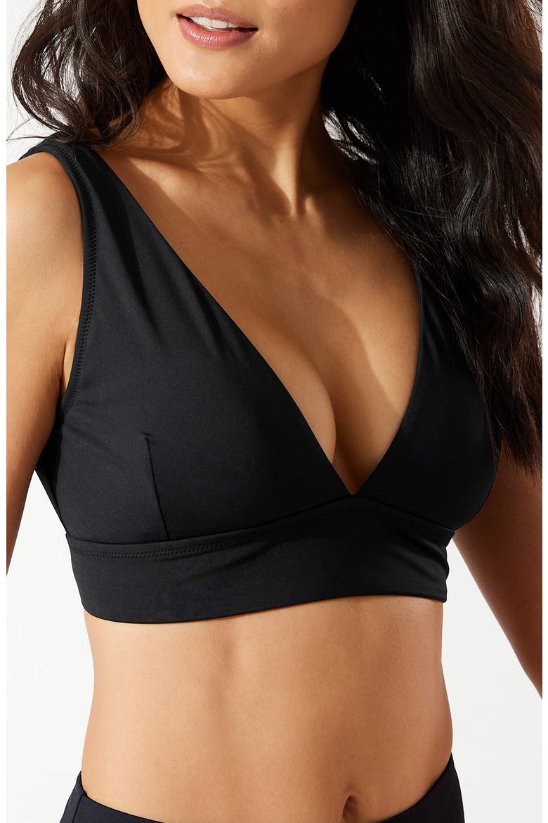 Palm V-Neck Swim Top, Alternate, color, BLACK