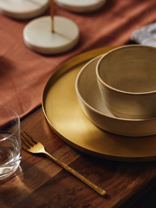 Fleck Heirloom Brass Serving Plate In Gold