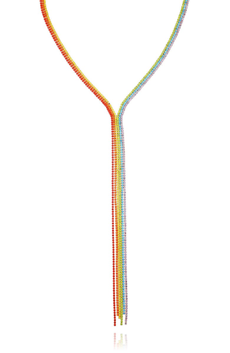 GUESS Rainbow Crystal Y-Necklace, Alternate, color, Gold Tone