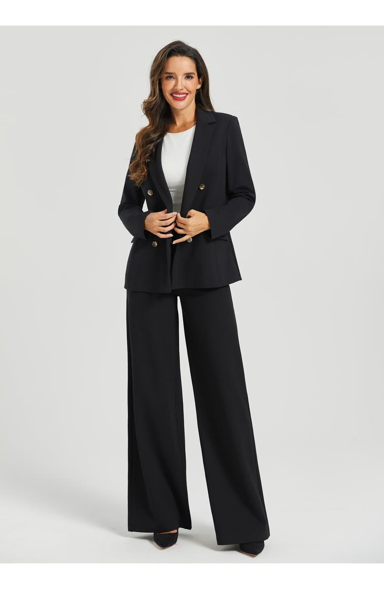 Betabrand Double Breasted Blazer Stretch Ponte, Main, color, Black