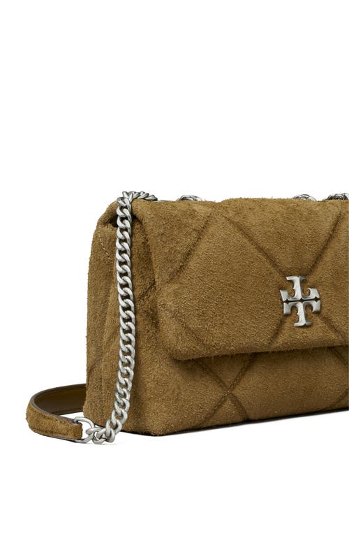 Tory Burch Kira Diamond Quilt Suede Small Convertible Bag Deep Olive In Green
