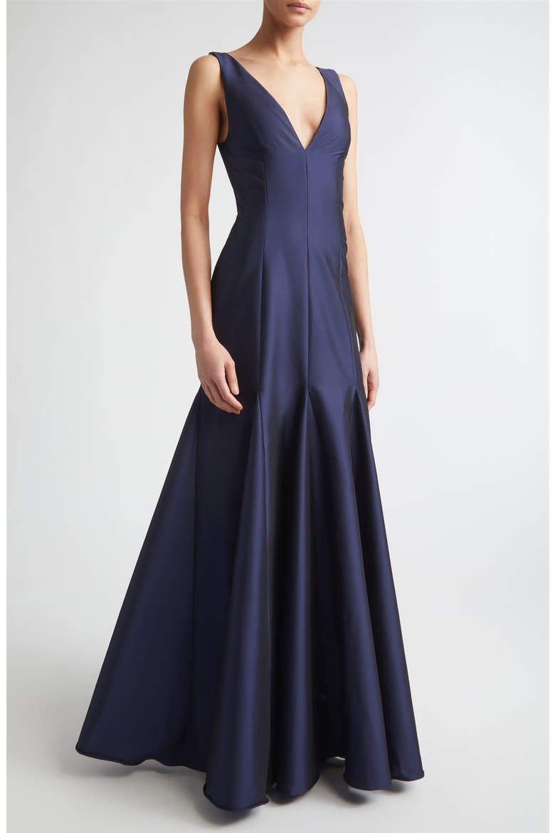 Aurelia V-Neck Stretch Mermaid Gown, Main, color, MIDNIGHT BLUE