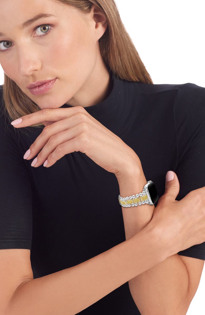 LAGOS 18K Gold & Sterling Silver Diamond Apple Watch<sup>®</sup> Watchband, Alternate, color, Silver Gold Diamond