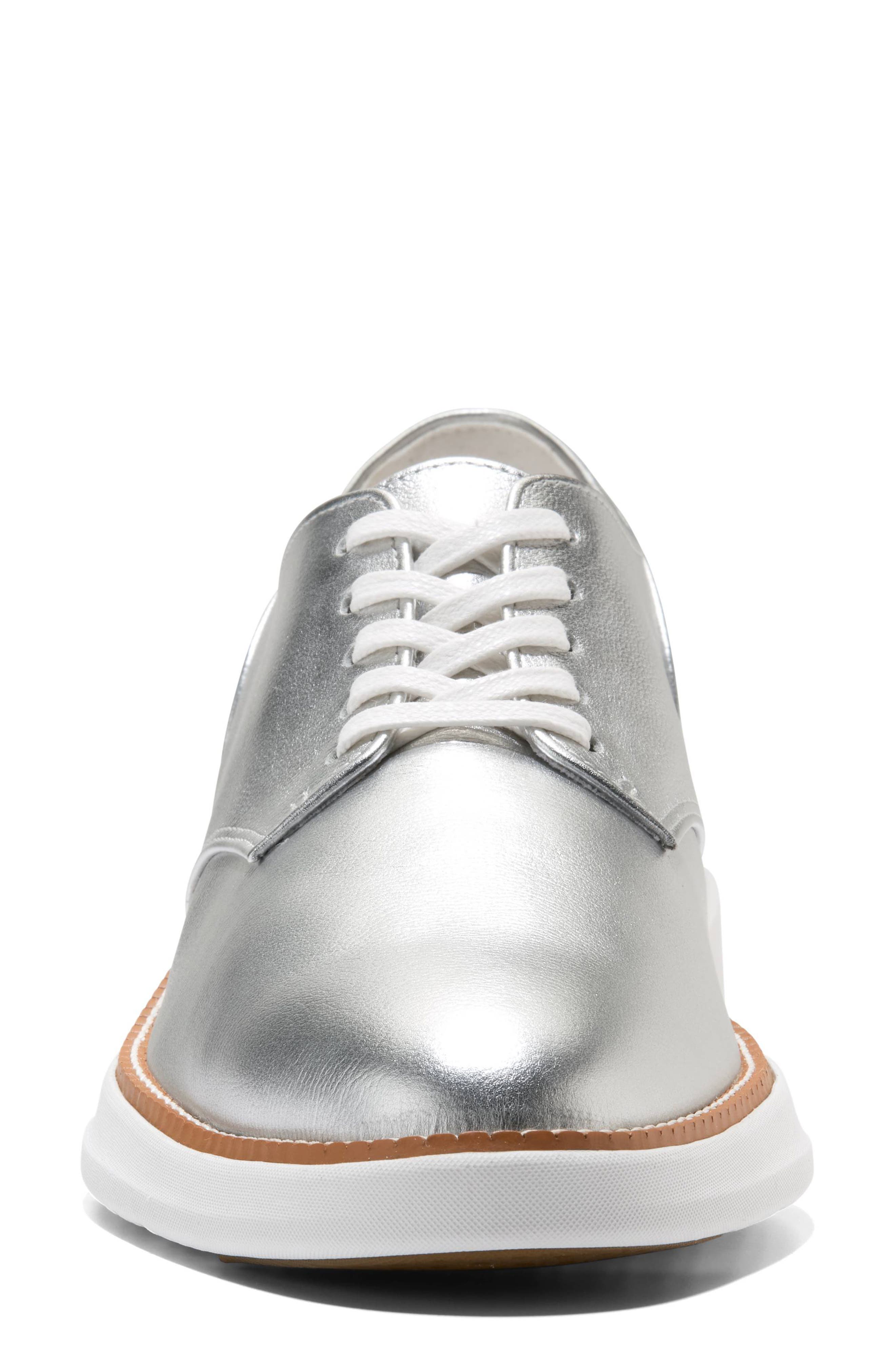 Cole Haan <p>Grand Shadowlite Leather Oxford (Women)</p>, Alternate, color, Silver Metallic Leather