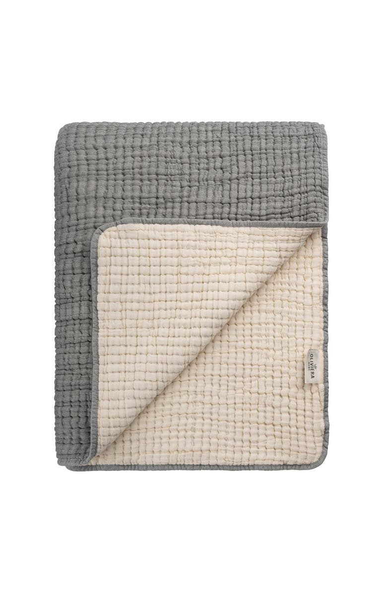 Oliviera Home Soho Supersoft 4-Layer Cotton Gauze Quilt, Main, color, Gray