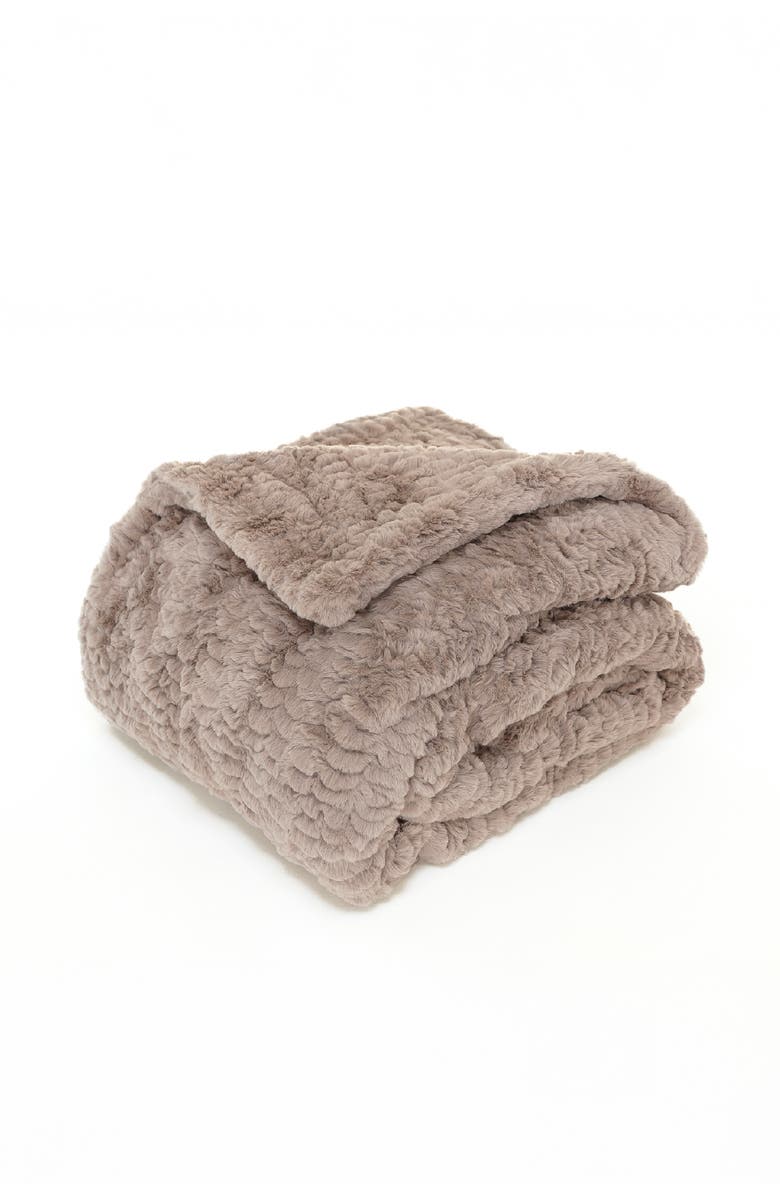 Sea To Me Blankets Napa Valley Nirvana Faux Fur Throw Blanket, Main, color, Taupe
