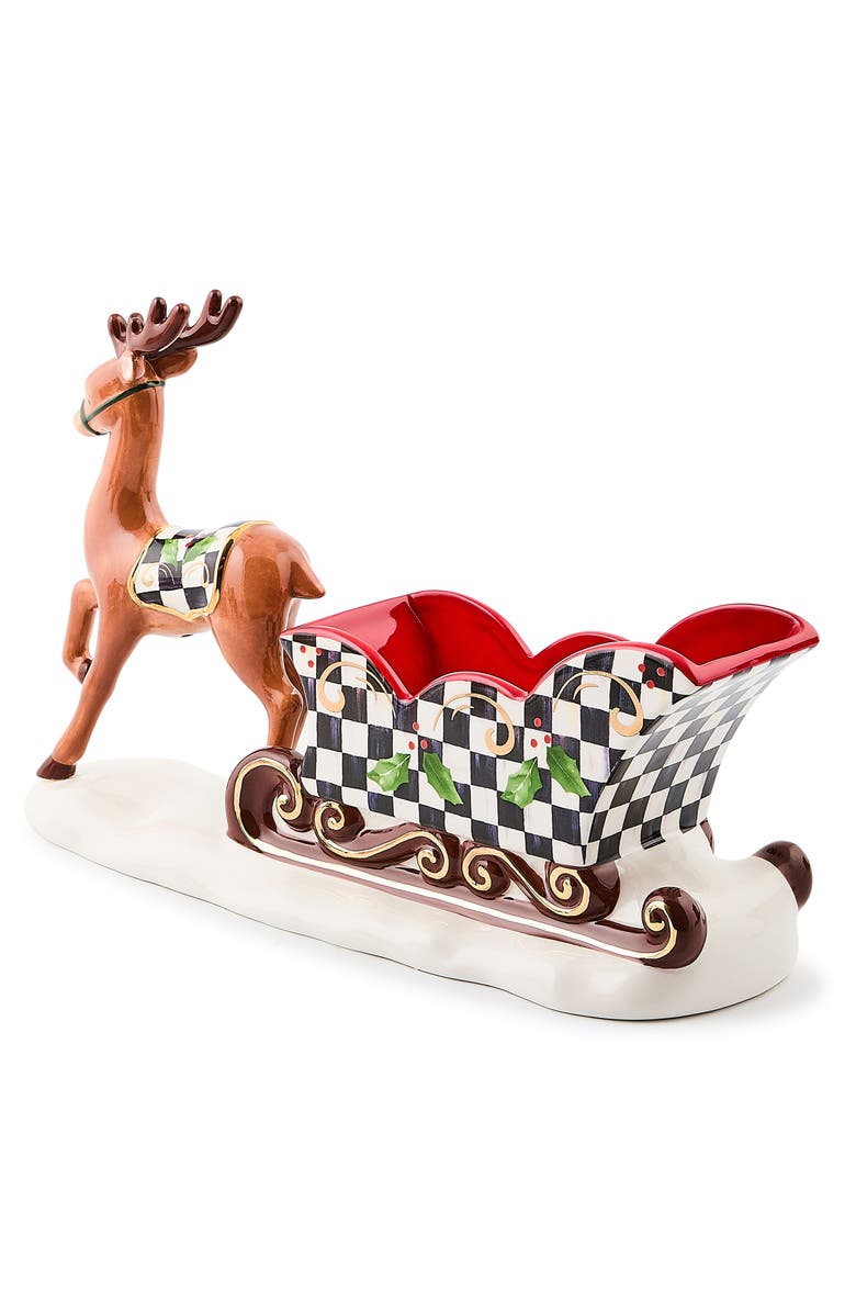 MACKENZIE CHILDS Holly Deer & Sleigh Candy Dish, Alternate, color, Black