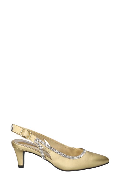 Easy Street Glisten Kitten Heel Slingback Pump In Gold Satin