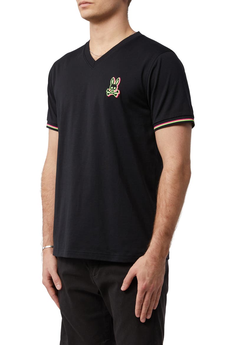 Logo V-Neck T-Shirt, Alternate, color, BLACK
