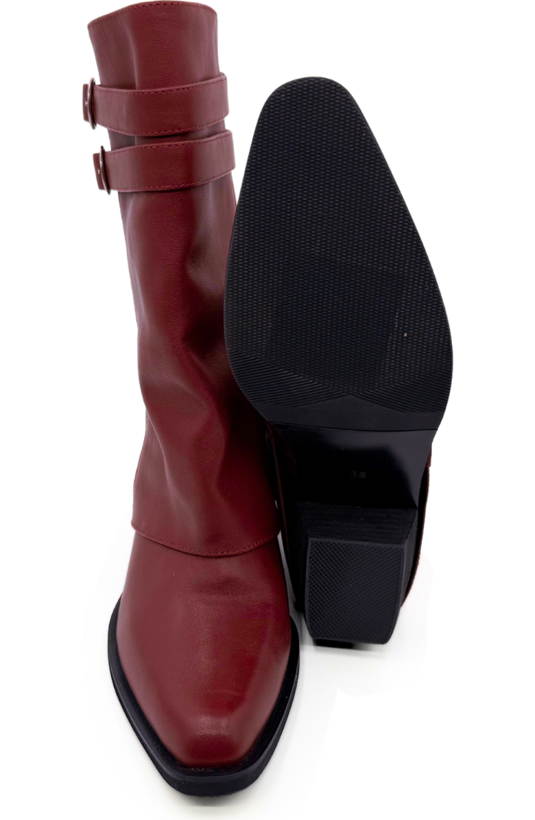 Amie Rafa Alma Foldover Leather Boots, Alternate, color, Burgundy