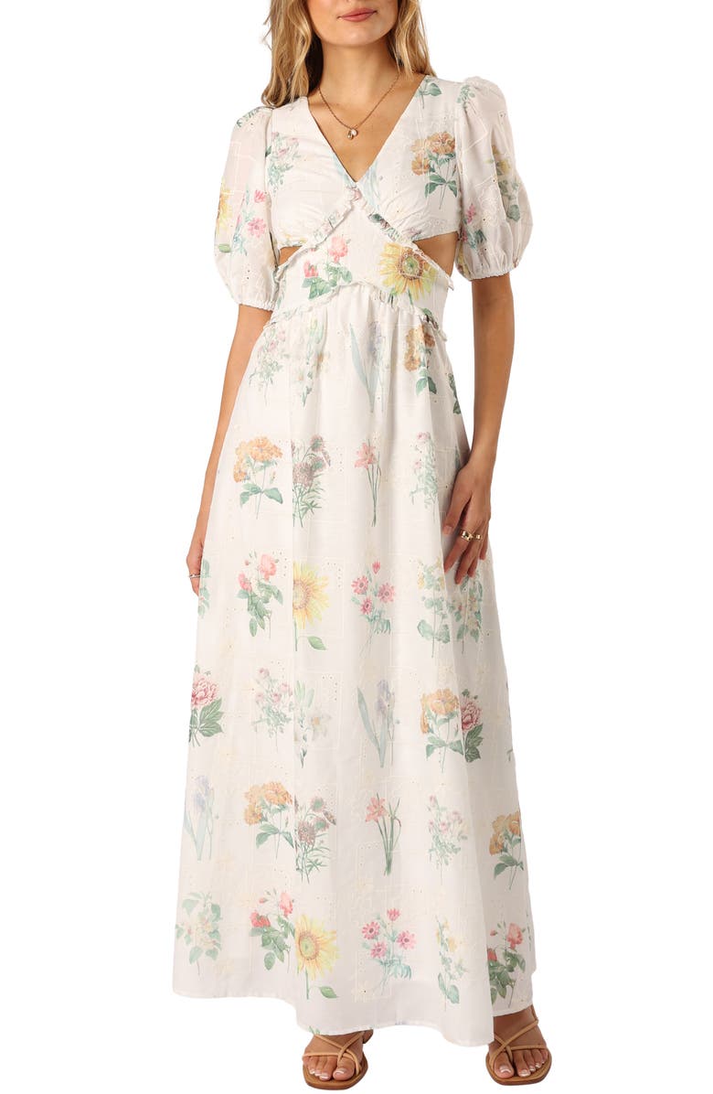 Petal & Pup Jemima Floral Eyelet Cutout Maxi Dress, Main, color, Floral