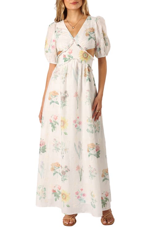 Jemima Floral Eyelet Cutout Maxi Dress