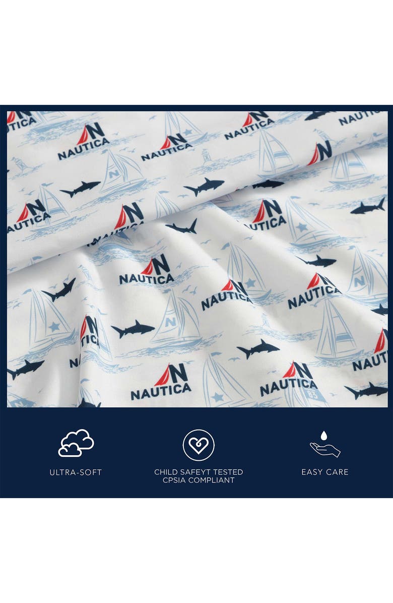 Nautica Maxon Microfiber Sheet Set, Main, color, Plasic Blue