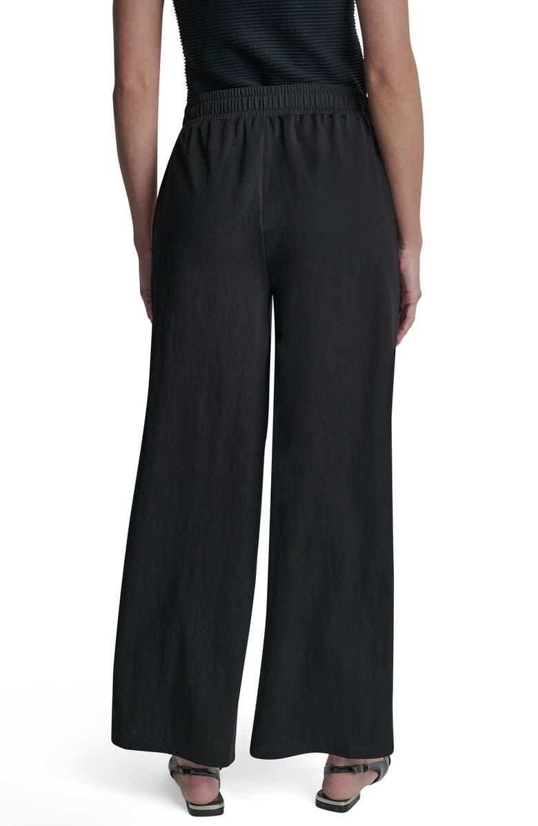 DKNY Logo Pull-On Wide Leg Pants, Alternate, color, Black