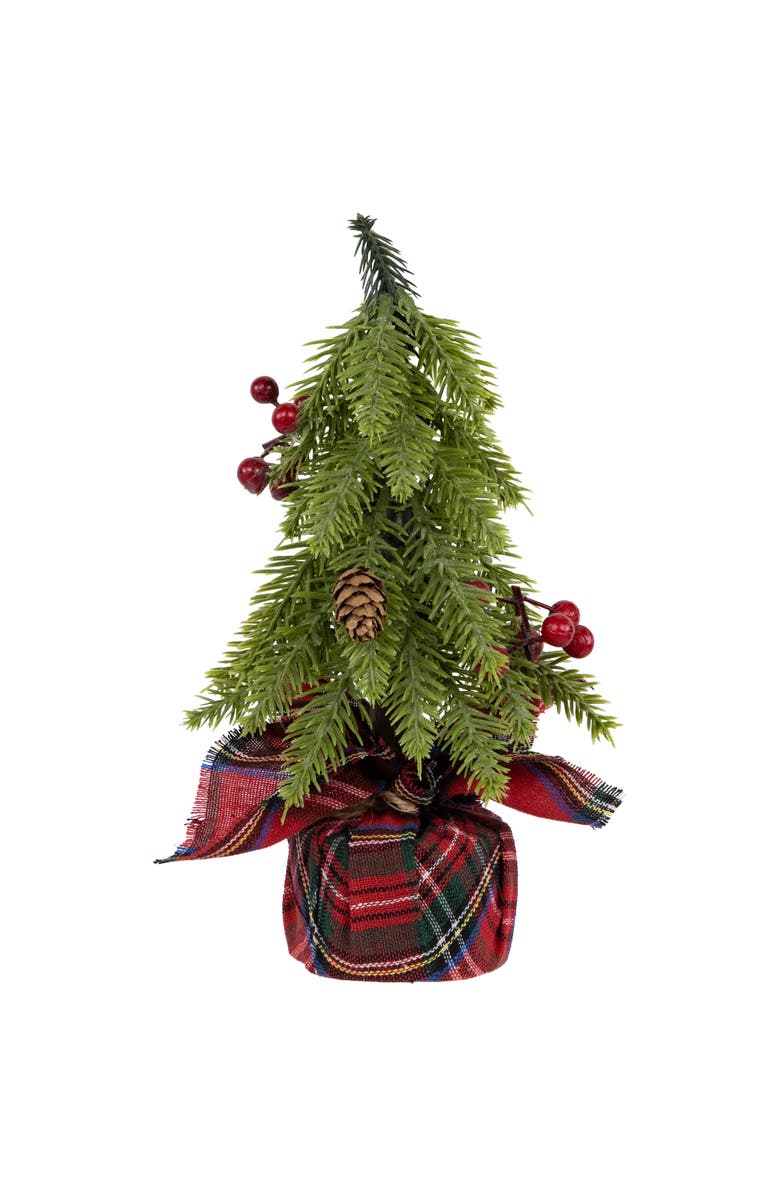 Northlight Mini Downswept Pine Artificial Christmas Trees with Pine Cones - 9" - Set of 3, Alternate, color, Green