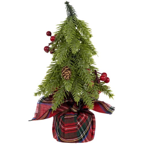 Northlight Mini Downswept Pine Artificial Christmas Trees With Pine Cones In Green