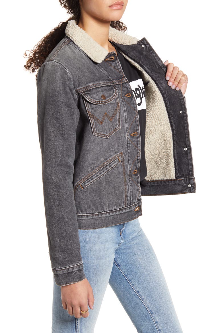 ICONS™ 124WJ Faux Shearling Lined Denim Jacket, Alternate, color, BLACK - 2 YEAR