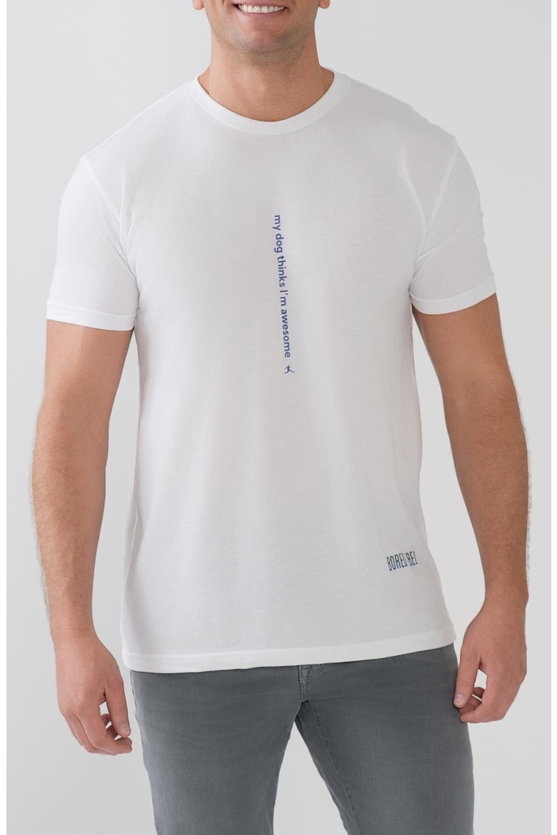 My Dog Thinks I'm Awesome Crewneck Graphic Undershirt, Main, color, WHITE