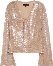 Toccin Zuri Sequin Flare Sleeve Top