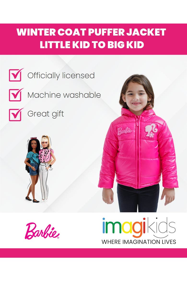Hooded Puffer Jacket, Alternate, color, Barbie Pink
