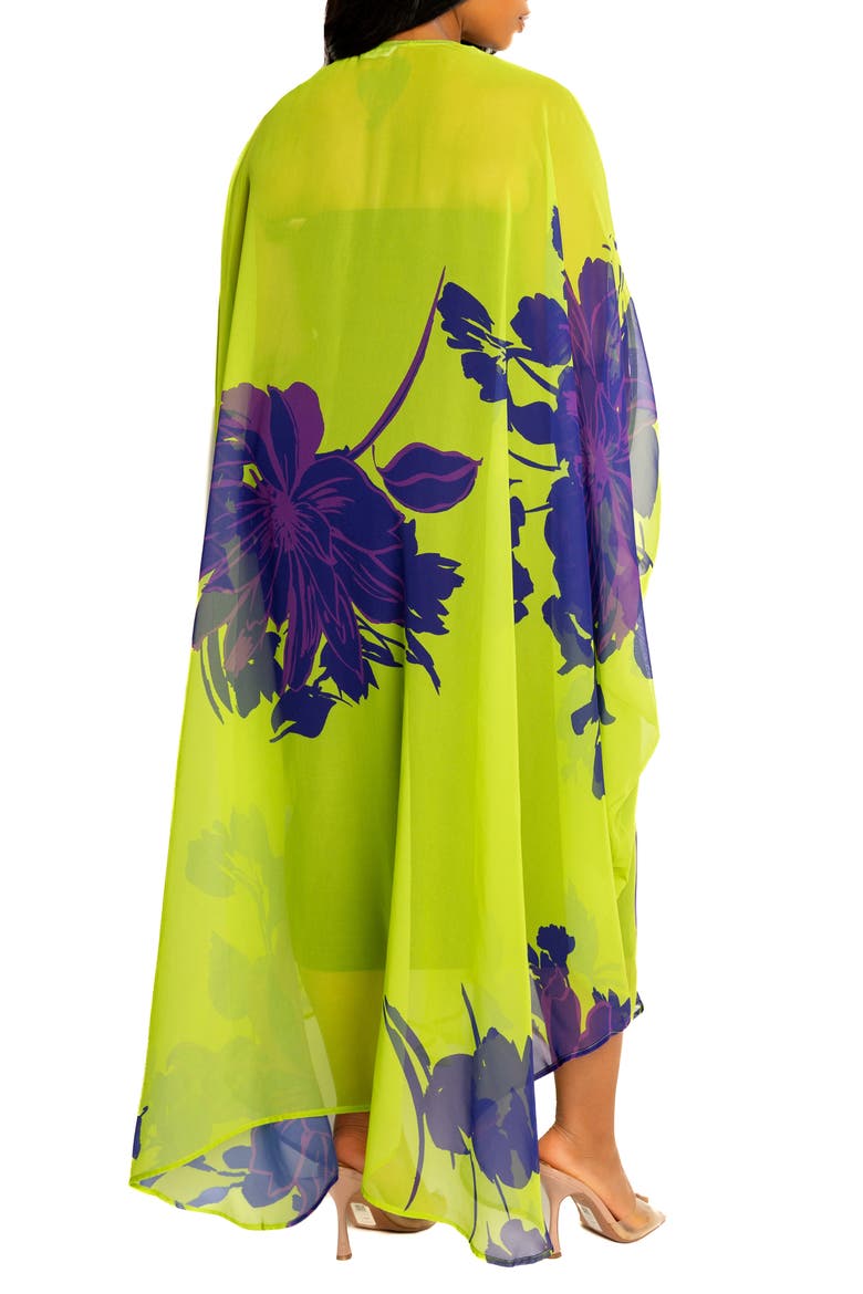 Floral Robe with Wristband, Alternate, color, LIME MULTI