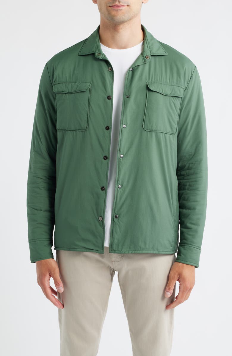 johnnie-O Denzel Featherweight Nylon Snap-Up Shirt Jacket, Main, color, Kelp