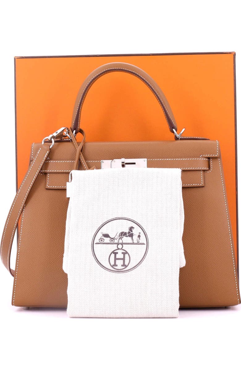 Pre-Owned Hermes Kelly Handbag Brown Epsom with Palladium Hardware 28, Alternate, color,