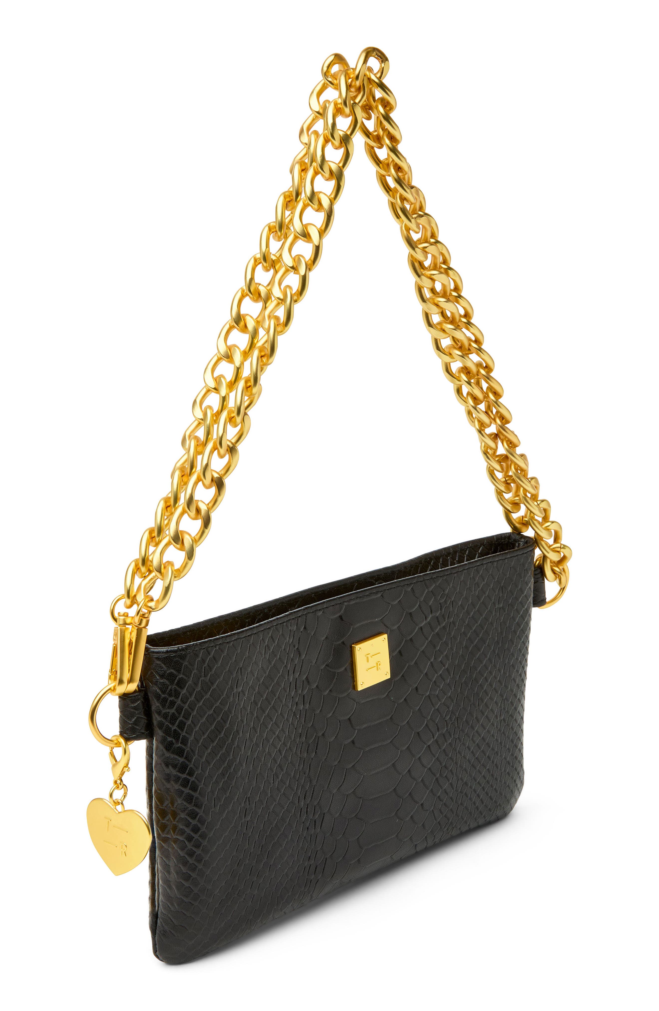 THINK ROYLN Fame Croc Embossed Leather Crossbody Bag, Alternate, color, Black Python Leather