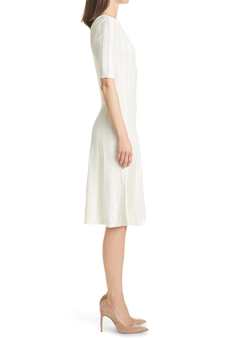 C Feli Pointelle Fit & Flare Sweater Dress, Alternate, color, SOFT CREAM